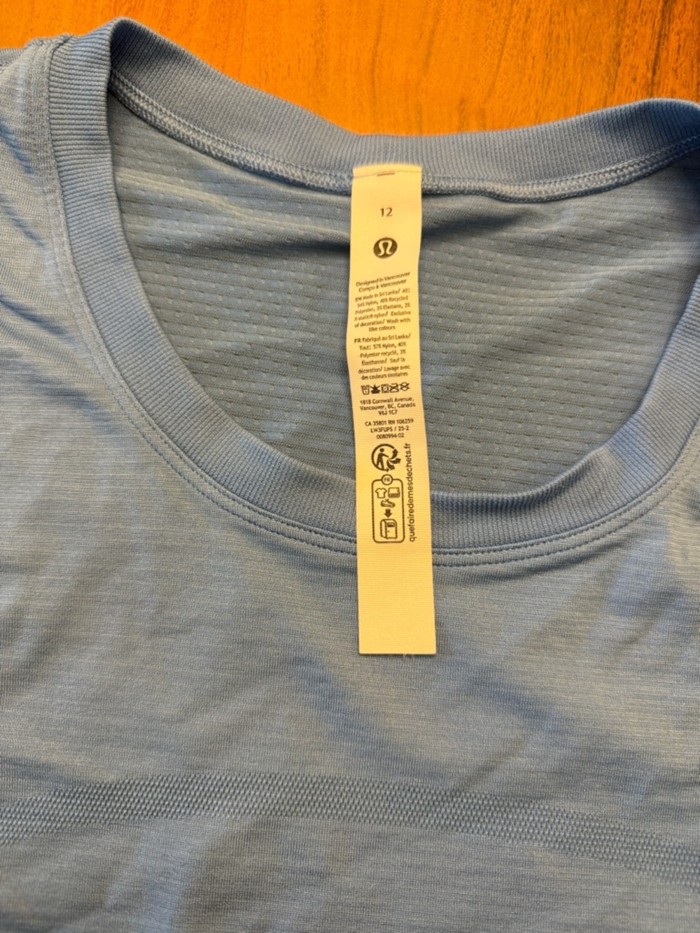Lululemon Light Blue Seamless Workout Top